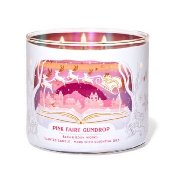 Bath & Body Works 3 Wick Candle Pink Fairy Gumdrop